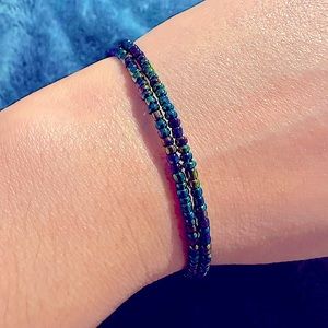 Dark Moon Iridescent hand beaded slinky bracelet